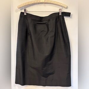 Rena Rowan Designer 100% Silk Midi Skirt Size 12 Classic Elegant Neutral